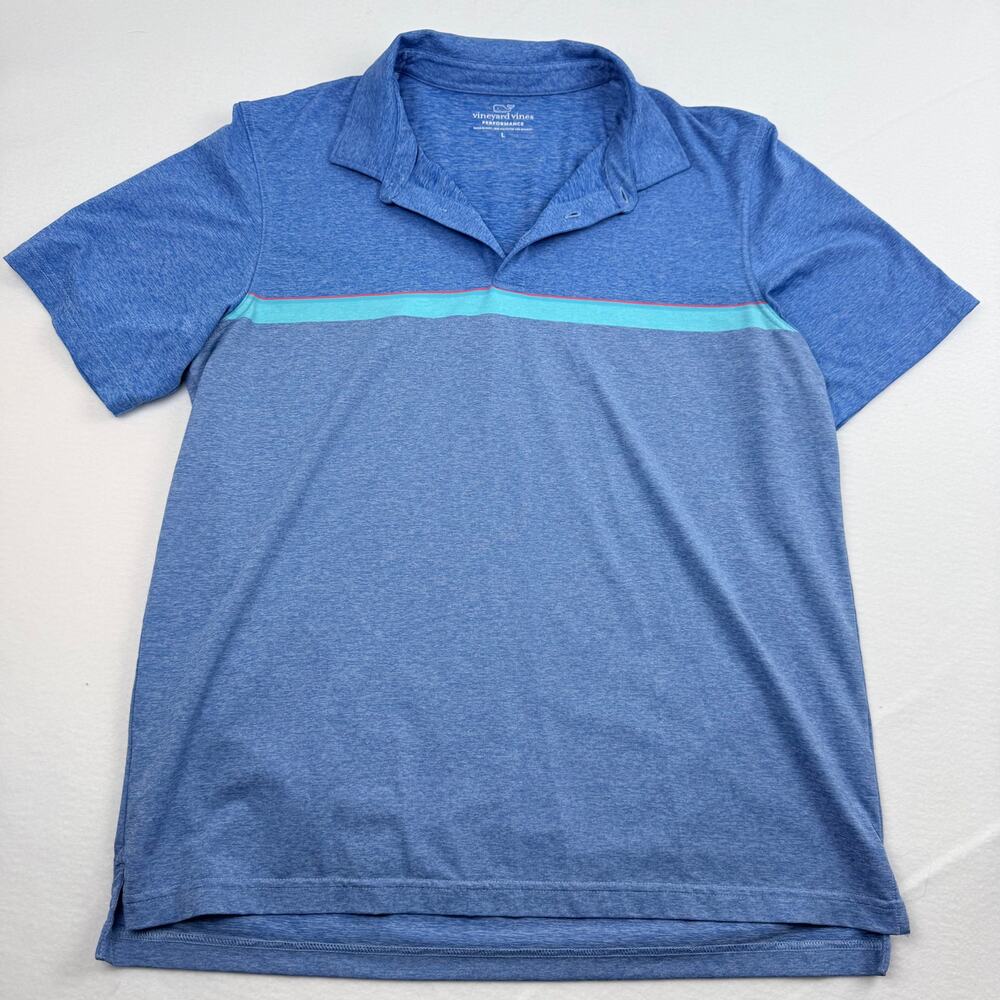 Vineyard Vines Performance Polo Golf Shirt Mens Large Blue Striped